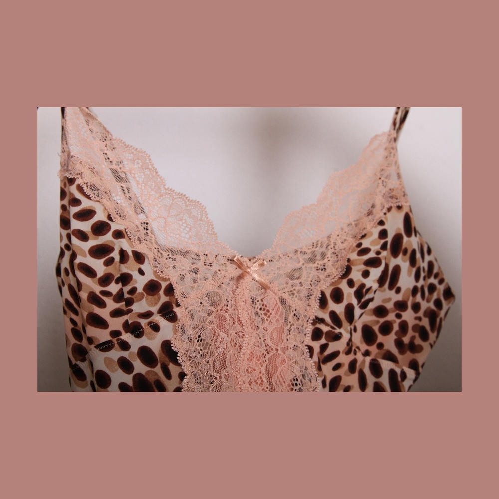 Victoria's Secret Animal Print & Pink Lace Slip - Picture 4 of 7